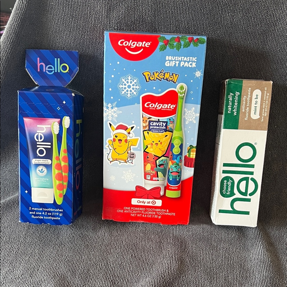 Hello and Colgate toothbrush and toothpaste lot
